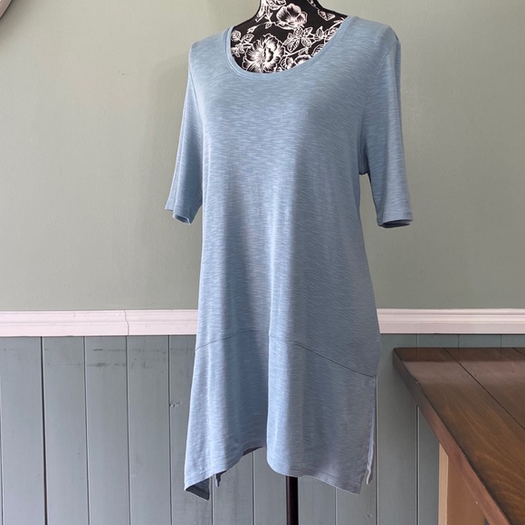 J. Jill Women’s Blue Pima Center Pleat Tunic, L - Picture 2 of 5